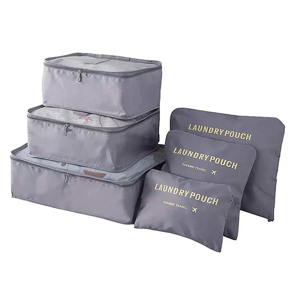 Travel Storage Clothes Packing Cubes Space Savers Bags Cosmetics Underwear Shoes Organizer Pouch Pack of 6 - Multicolor( Color and design may vary)