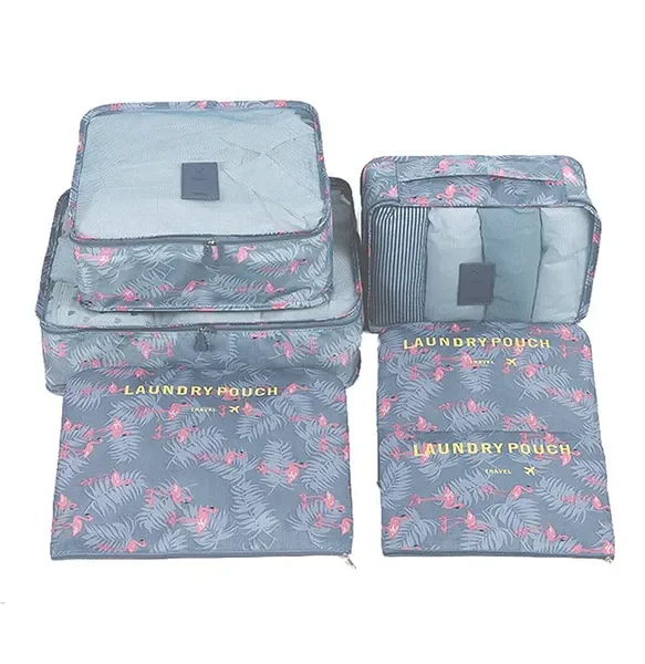 Travel Storage Clothes Packing Cubes Space Savers Bags Cosmetics Underwear Shoes Organizer Pouch Pack of 6 - Multicolor( Color and design may vary)