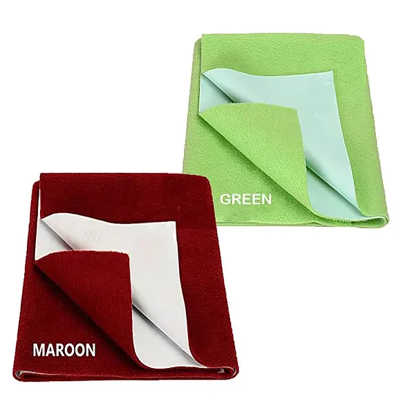 Baby Smart Dry Bed Protector Sheet Small Pack Of 2 - Wine Green( Color and design may vary)