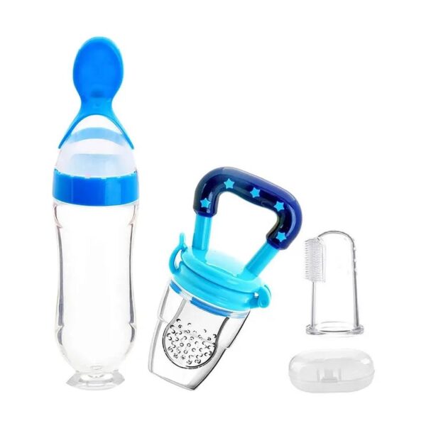 Numum Fruit And Food Nibbler Feeder And Tongue Cleaner - ( Fruit Feeder - Spoon Feeder - Finger Brush) -Pack Of 3- Multicolor ( Color And Design May Vary)