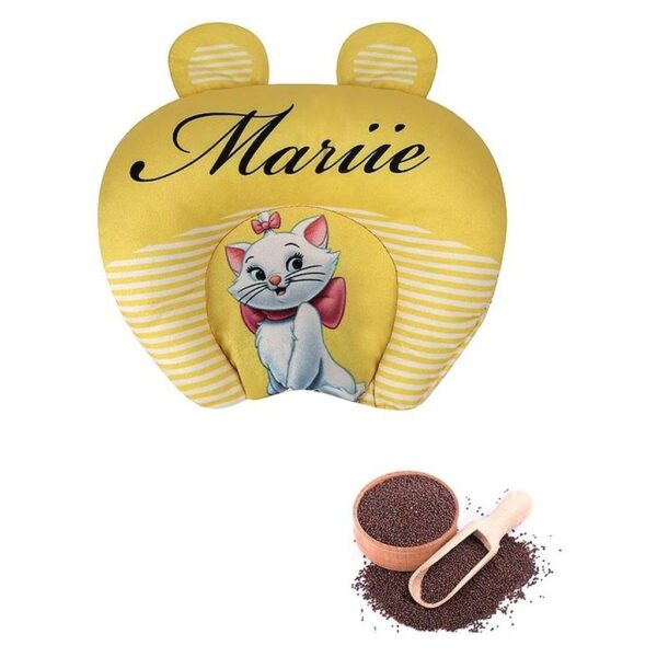 Numum Mustard Seed Pillow For New Born Baby, Ideal For Round Head Shaping Seed Pillow For 0 To 6 Months Babies (Yellow Marie Mustard Seed Pillow) ( Color And Design May Vary)